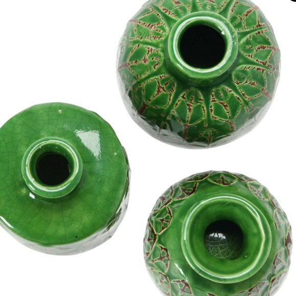 3 BLOOMINGVILLE Vases Jade Embossed Stoneware Clay Bud Decor Fall Autumn House - Picture 3 of 5